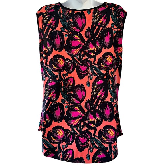 Worthington Floral V Neck Sleeveless Top - Size Large - Picture 4 of 8